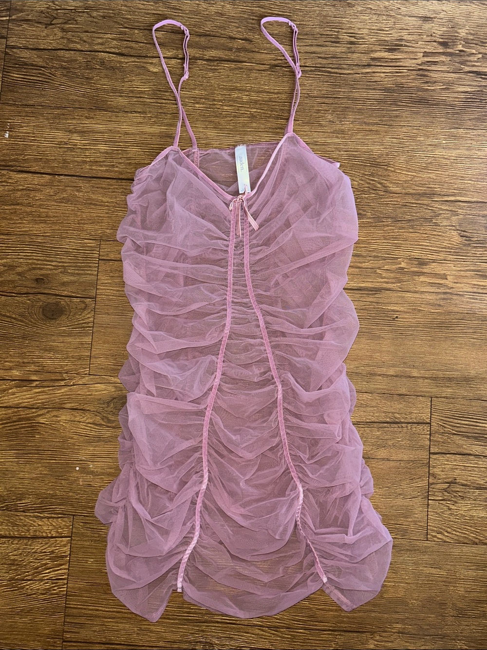Auden Dusty Pink Mesh Slip with Velvet Tie